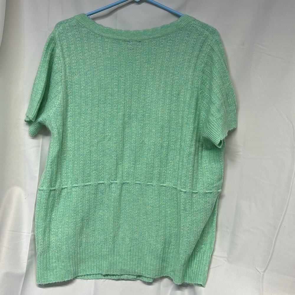 Torrid Light Green Button-Down Knit cashmere like softness short sleeve sweater - Picture 6 of 9